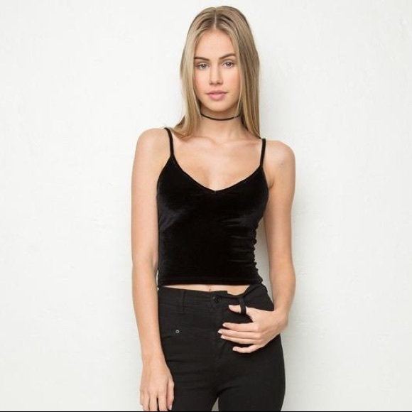 Brandy Melville Tops | Brandy Melville Black Velvet Tank | Poshmark